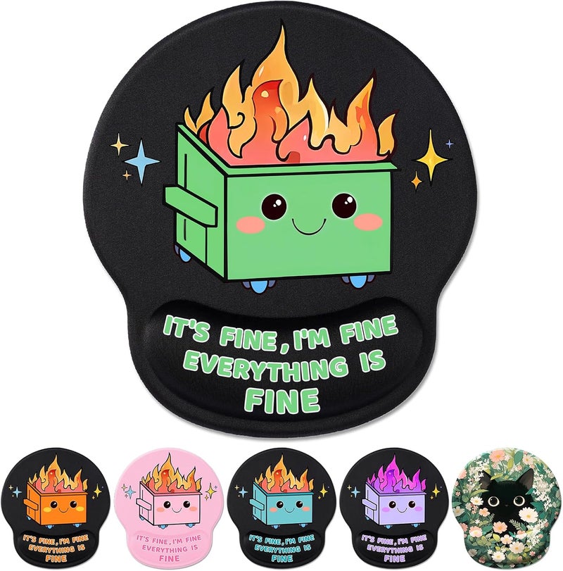 Hancynir Funny Ergonomic Mouse Pad with Wrist Support, Dumpster on Fire Cute Mouse Pads Wrist Rest for Desk, Computer Mousepad for Gaming Laptop Work Accessories Home Office Supplies Decor - Image 1